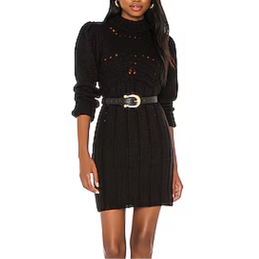 NWT For Love and Lemons Jules Sweater Dress Black knit winter tunic Revolve XL